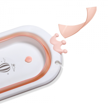 Детская складная ваннa для купания новорожденных Balloon розовая с термочувствительной пробкой-3