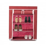 Тканевый шкаф для обуви на 4 полки 60х30х72 см темно-красный-1